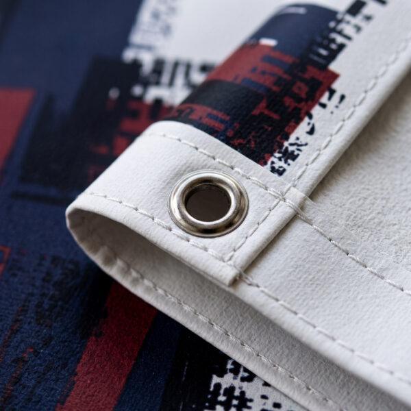 Close-up of thick 18 oz blockout banner material and reinforced hem — Sign America Chicago