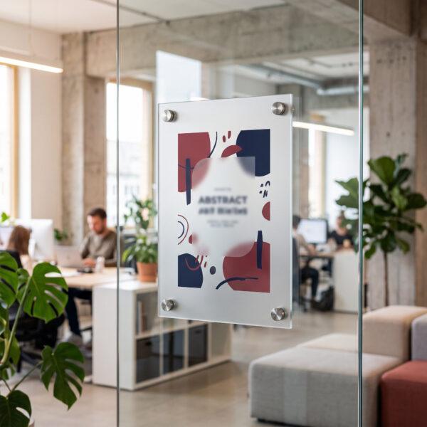 Frosted acrylic sign on an office glass partition — Sign America Chicago