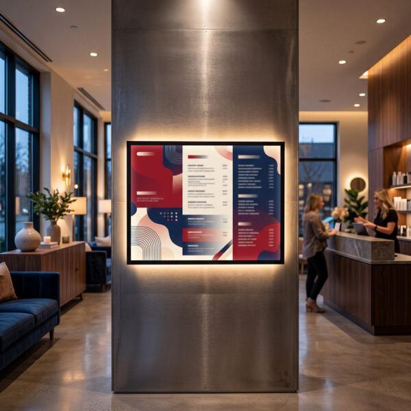 LED light box frame used as a lobby display in a salon — Sign America Chicago