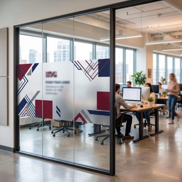 Frosted vinyl decals on an office glass partition — Sign America Chicago