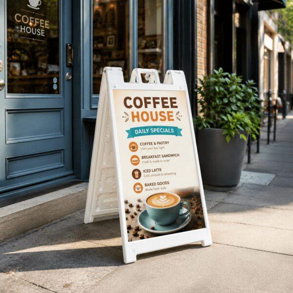 Sidewalk A-frame sign with printed inserts — Sign America Chicago (photo 1)