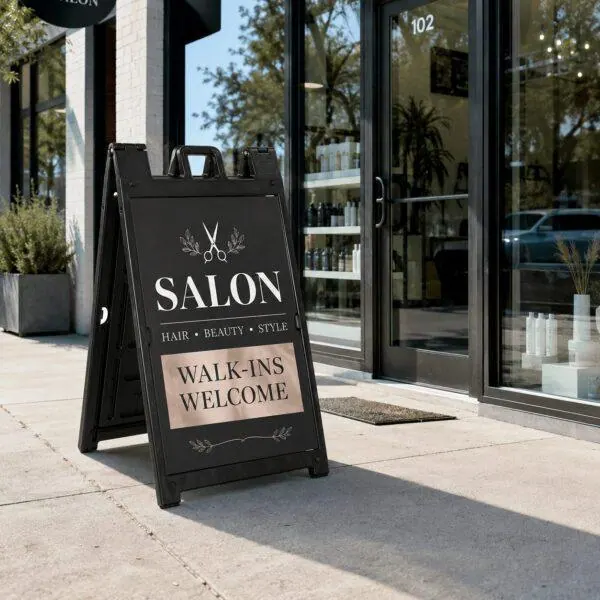 Sidewalk A-frame sign with printed inserts — Sign America Chicago (photo 2)