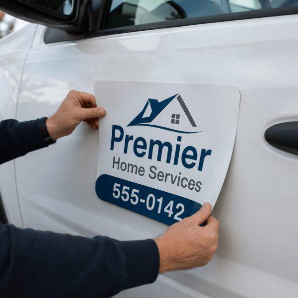 Placing a flexible magnetic sign on a car door — Sign America Chicago