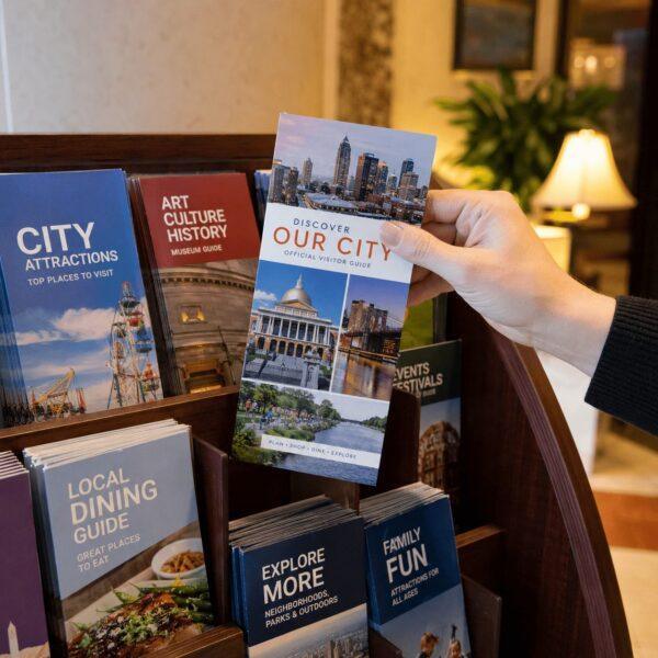 Trifold brochure printing folded and stacked — Sign America Chicago (photo 4)