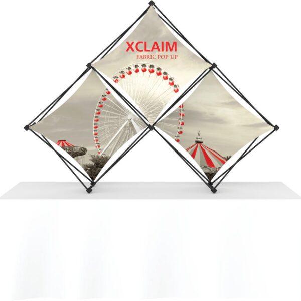 Xclaim 8ft Tabletop 3 Quad Pyramid Fabric Popup Display Kit 01