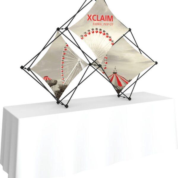 Xclaim 8ft Tabletop 3 Quad Pyramid Fabric Popup Display Kit 01