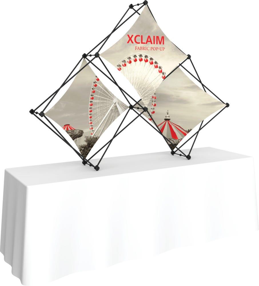 Xclaim 8ft Tabletop 3 Quad Pyramid Fabric Popup Display Kit 01